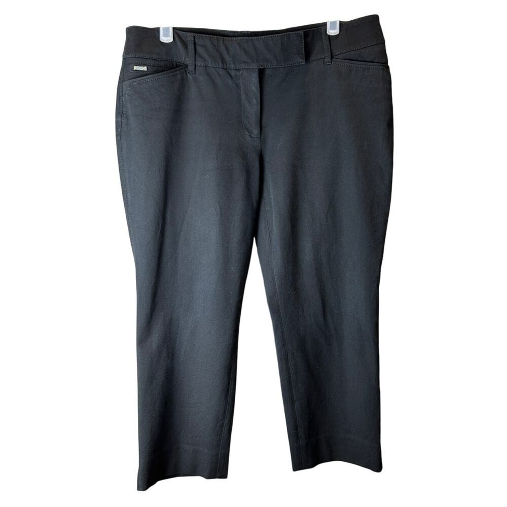 White House Black Market Pants Womens 8 Black Crop Straight Leg Stretch Mid Rise
